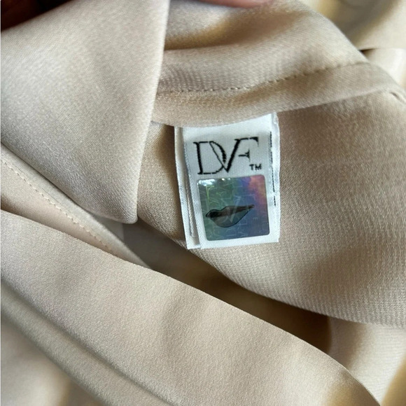 DIANE VON FURSTENBERG Short Sleeve‎ Tunic Top/Dress. 100% Silk,Tan Khaki. Sz 14 - Picture 7 of 8